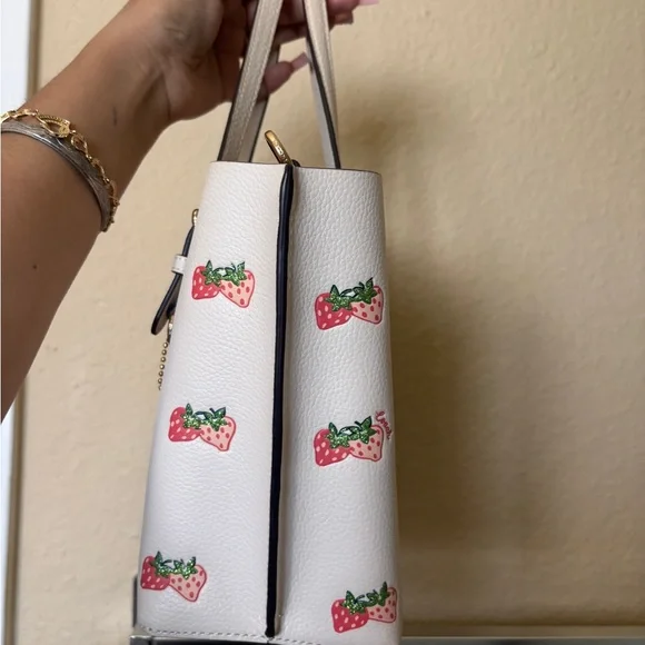 Coach Cream Tote with Strawberry Print - Picture 2 of 6
